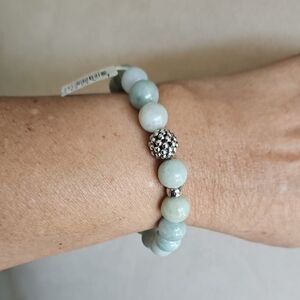LAGOS Geniune Jade and Silver Beaded Stretch Bracelet